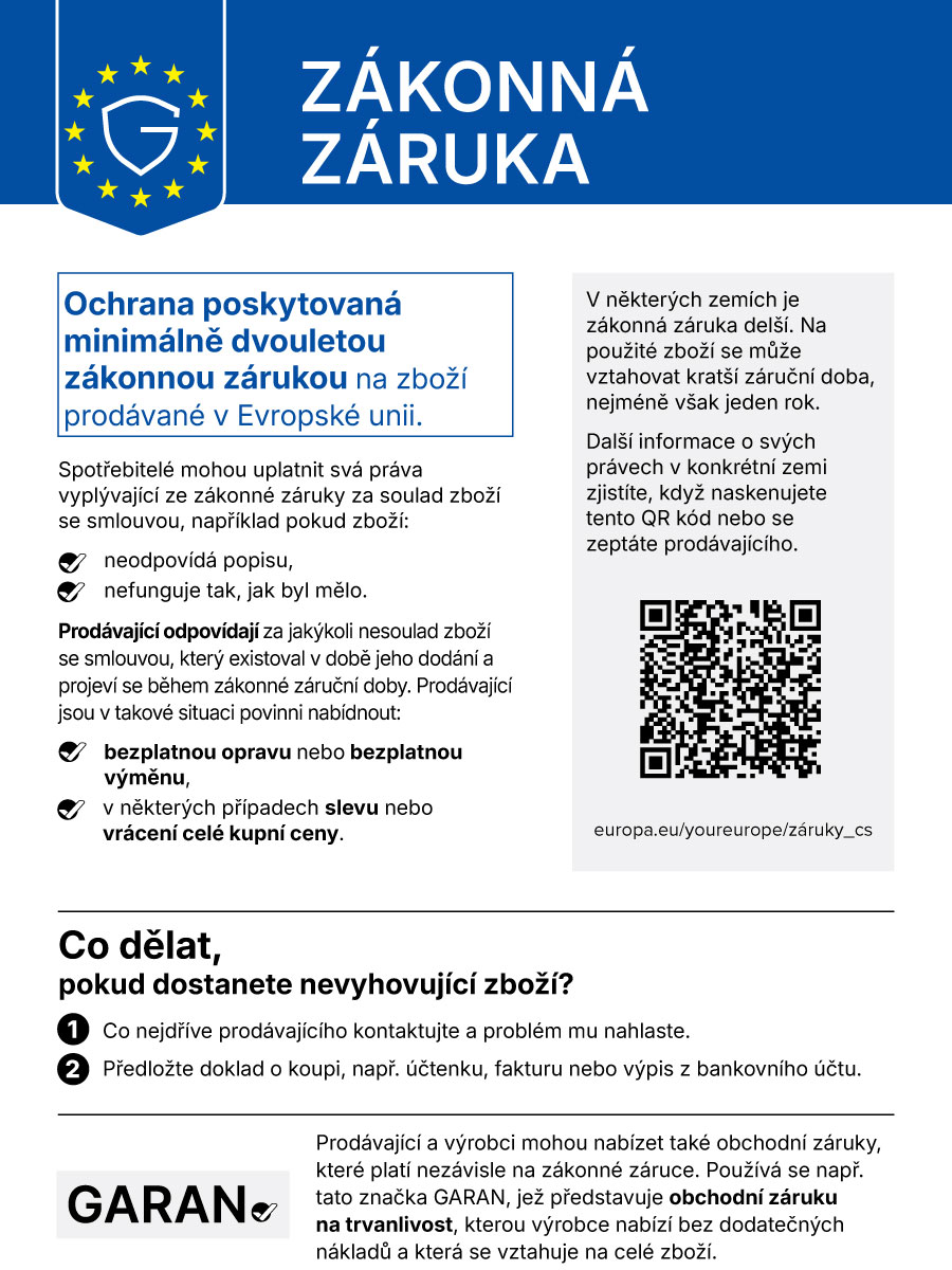 Zákonná záruka na zboží zakoupené v EU