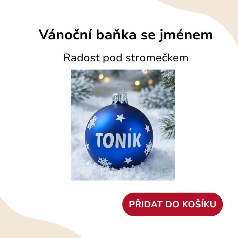 Tip na dárek vánoční ozdobu modrá se jménem