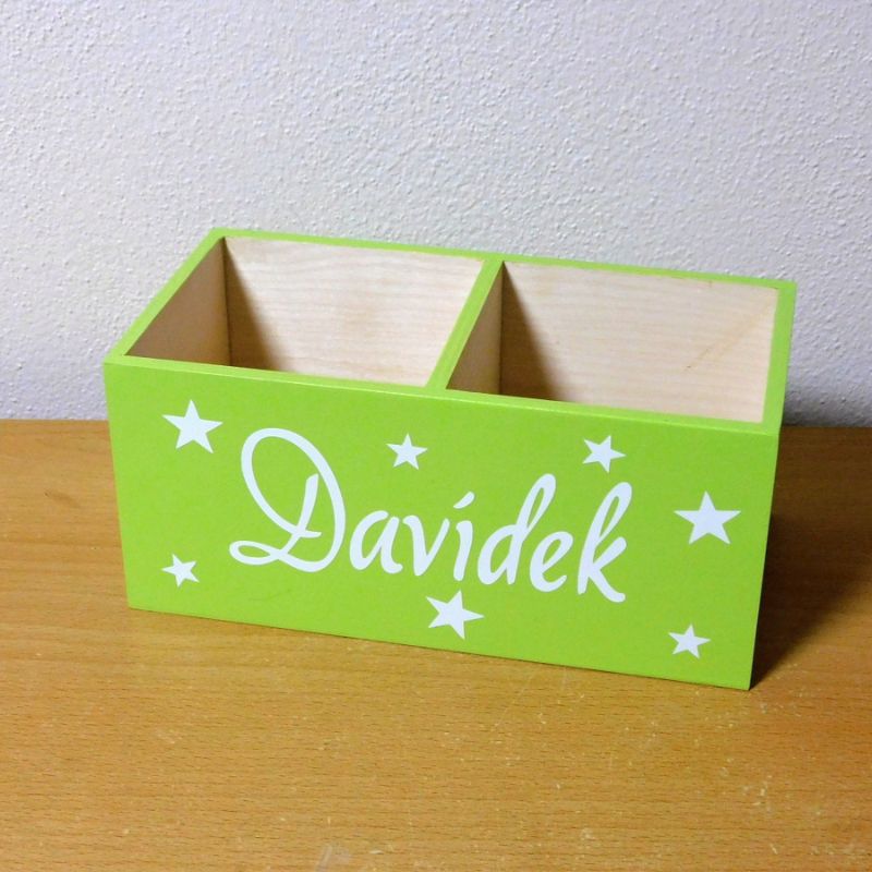 Dřevěný stojánek na pastelky zelený Davídek