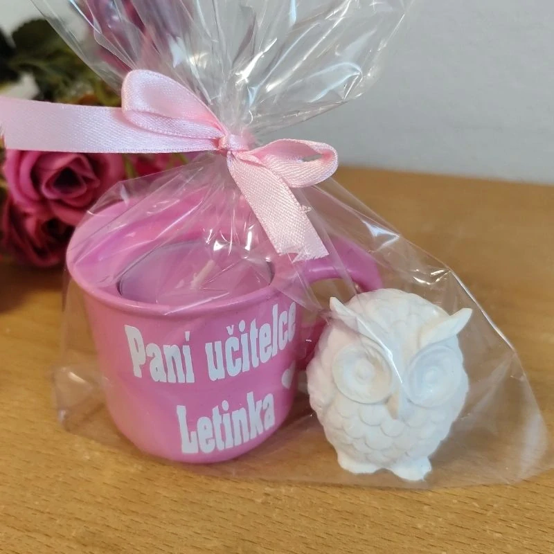 Balíček pro učitelku svícen a sovička barvy na výběr