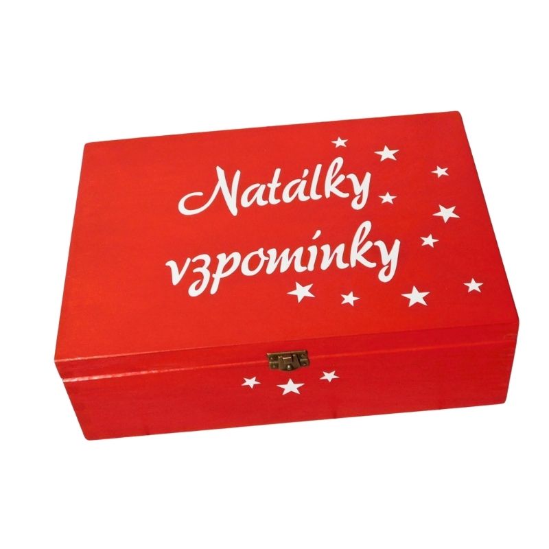 Personalizovaný dřevěný box na vzpomínky červený