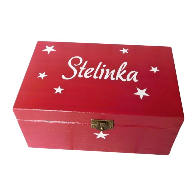 Personalizovaná dřevěná krabička červená