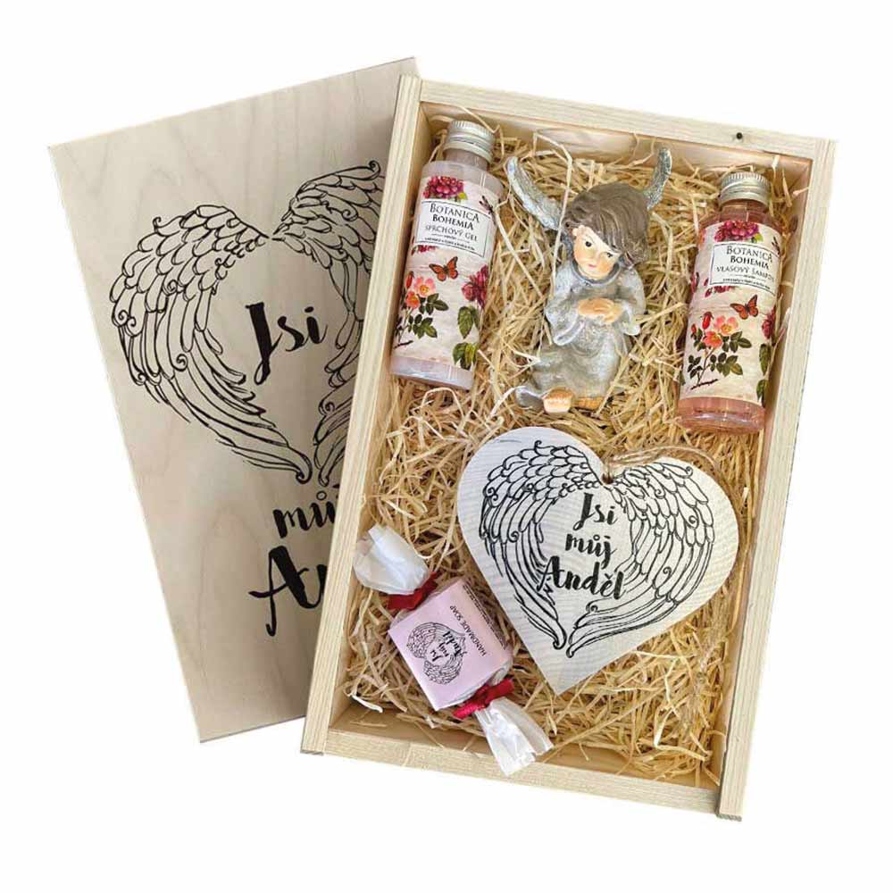 Bohemia Gifts Dárková dřevěná bedna – Jsi můj anděl