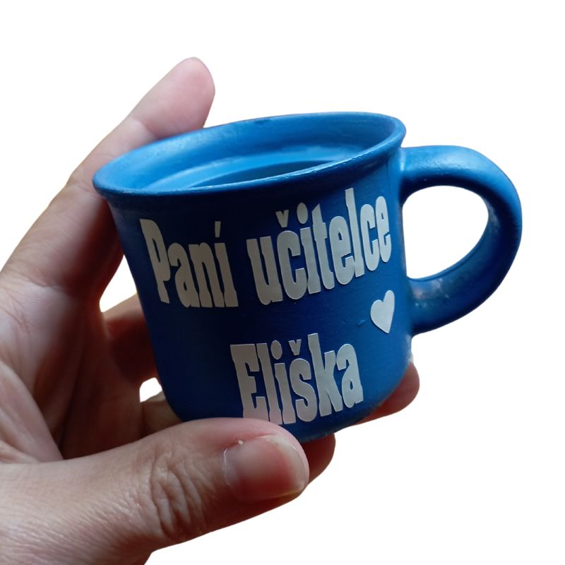 Svícen hrníček pro paní učitelku modrý