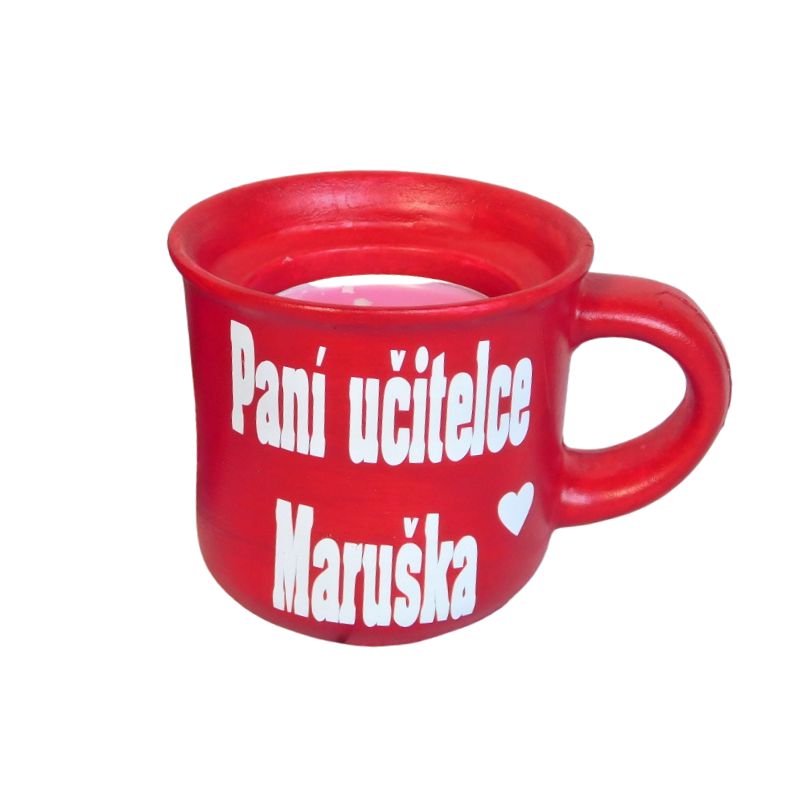 Svícen hrníček pro paní učitelku červený