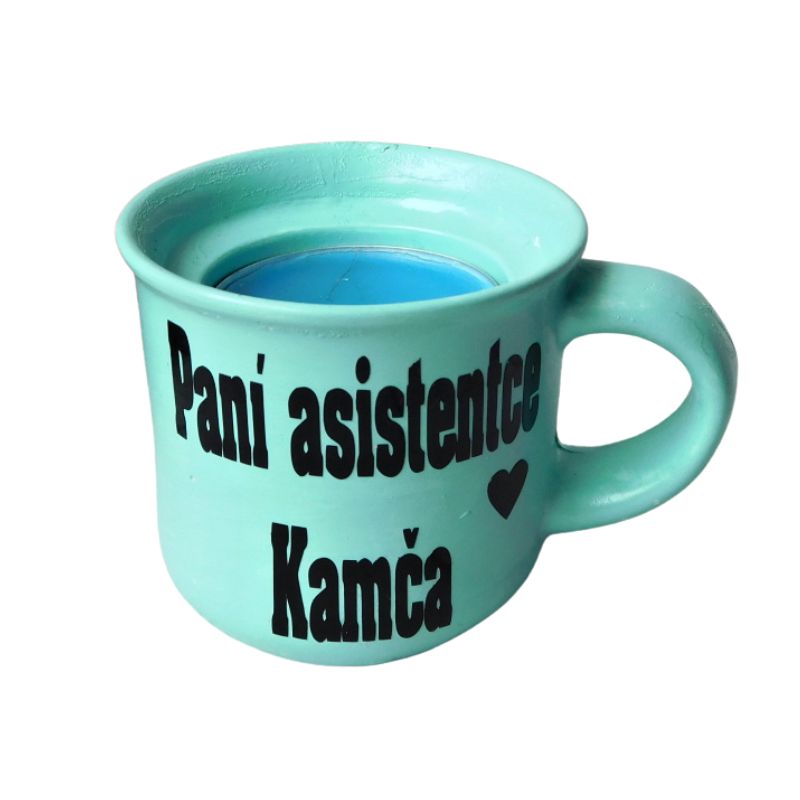 Svícen hrníček pro paní asistentku mintový