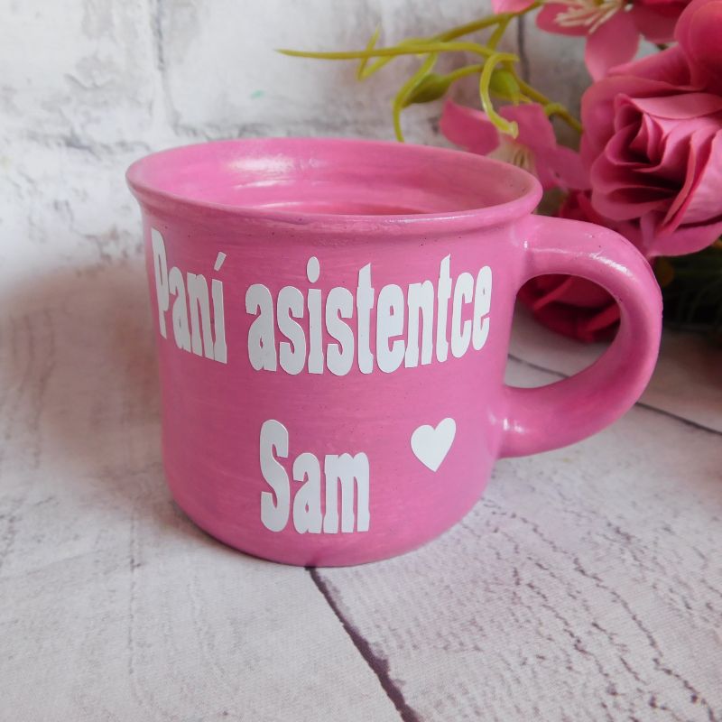 Svícen hrníček pro paní asistentku fialovorůžový