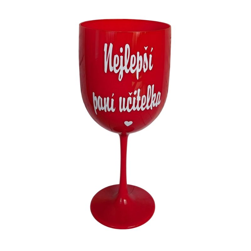 Plastová sklenice Nejlepší paní učitelka - červená