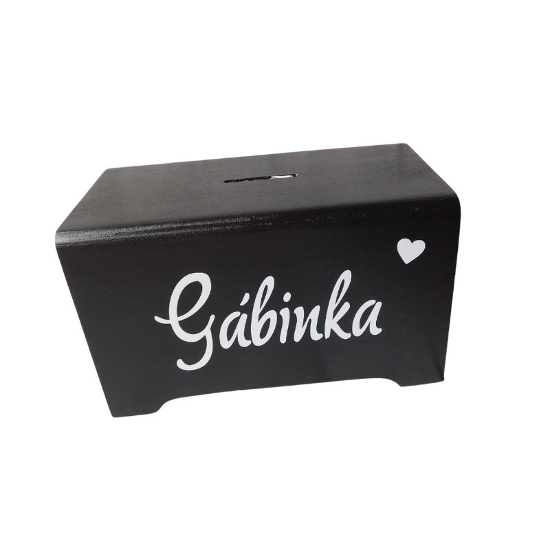 Dětská pokladnička se jménem černá