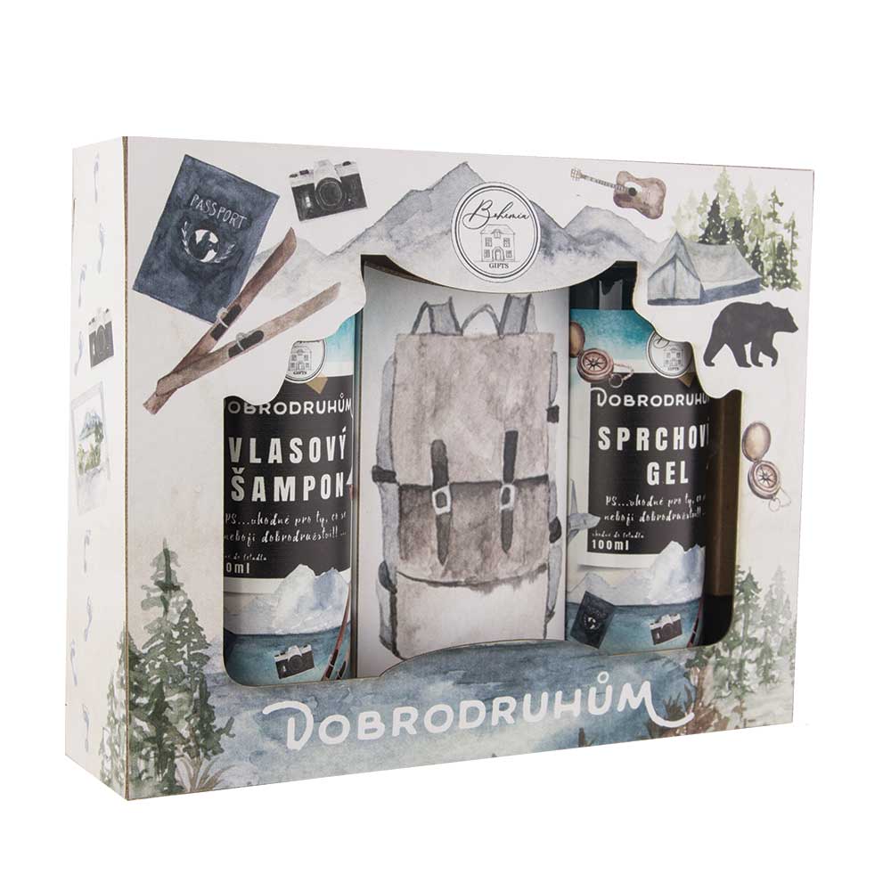 Bohemia Gifts Kosmetická sada pro dobrodruhy – šampon 100 ml, mýdlo 100 g a sprchový gel 100 ml