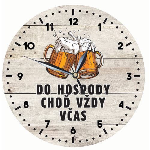 Dřevěné hodiny s vtipným textem