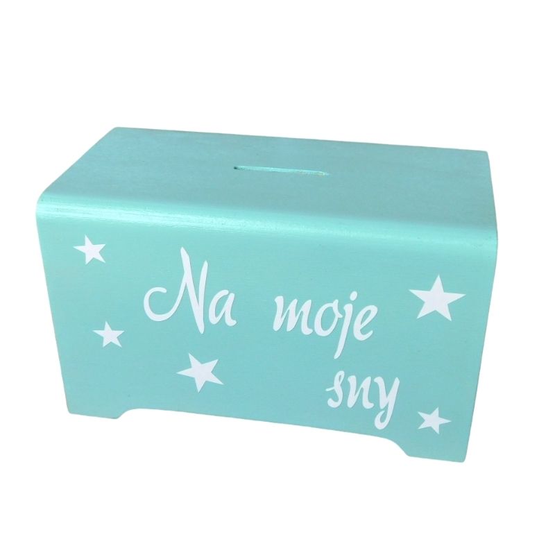 Dřevěná pokladnička Na moje sny mintová