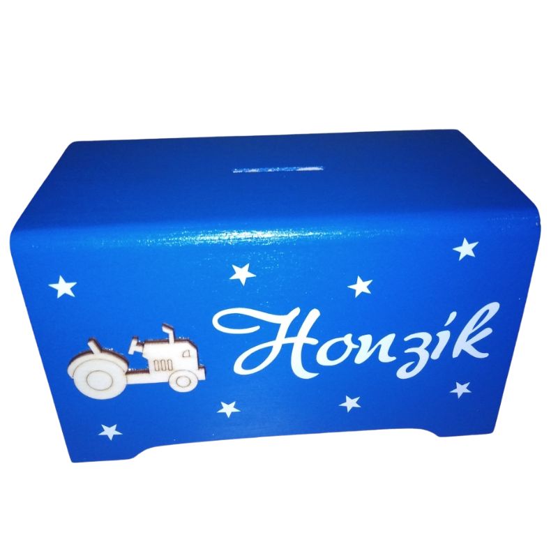 Pokladnička traktor modrá