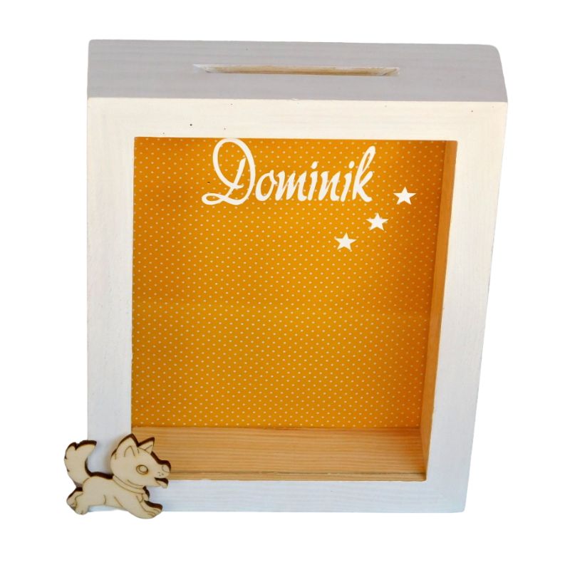 Dřevěná pokladnička rámeček - pejsek