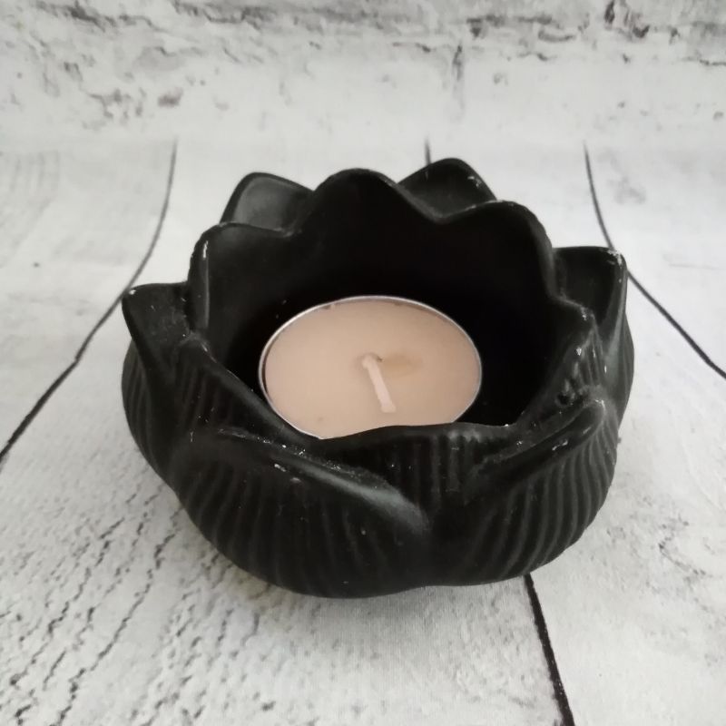 Svícen lotosový květ - černý