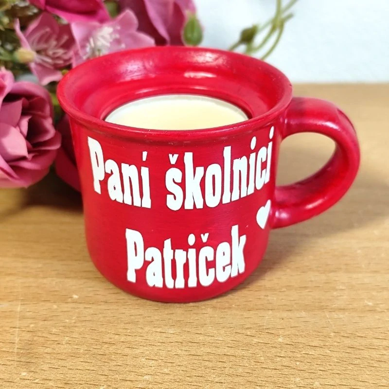 Svícen hrníček pro paní školnici barvy na výběr