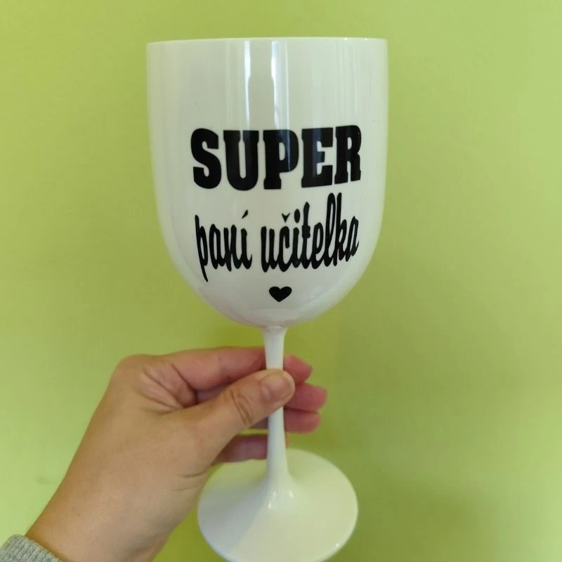 Sklenička Super paní učitelka - bílá