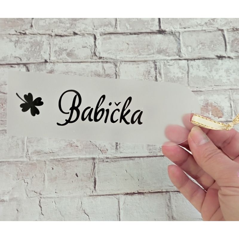 Akrylová záložka se jménem čtyřlístek