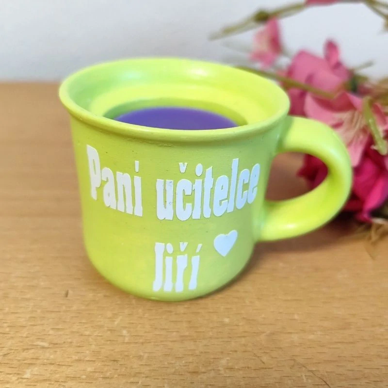 Svícen hrníček pro paní učitelku zelený