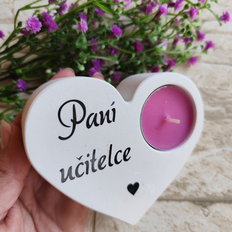 Svícen srdíčko Paní učitelce