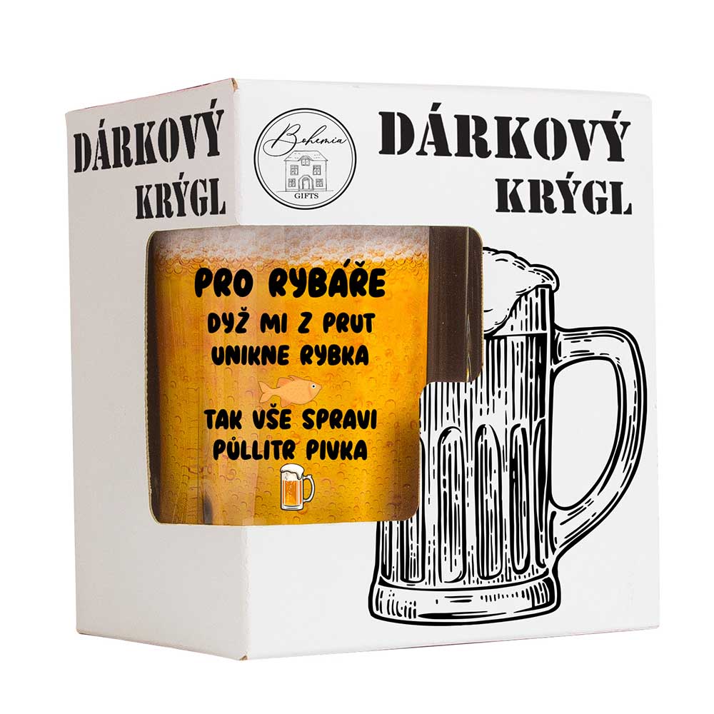 Bohemia Gifts Dárkový pivní půllitr pro rybáře v krabičce
