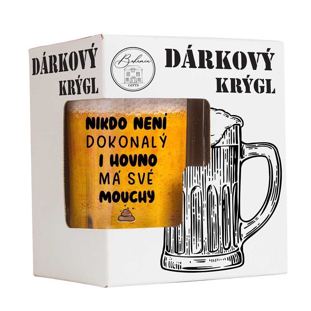 Bohemia Gifts Dárkový pivní půllitr v krabičce – Nikdo není dokonalý