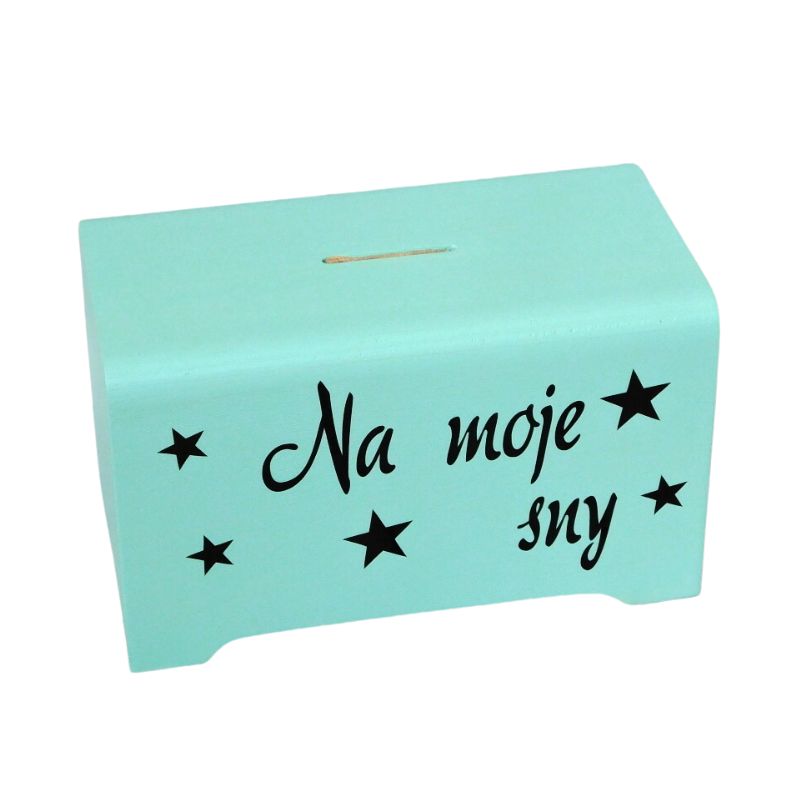 Dřevěná pokladnička Na moje sny mintová