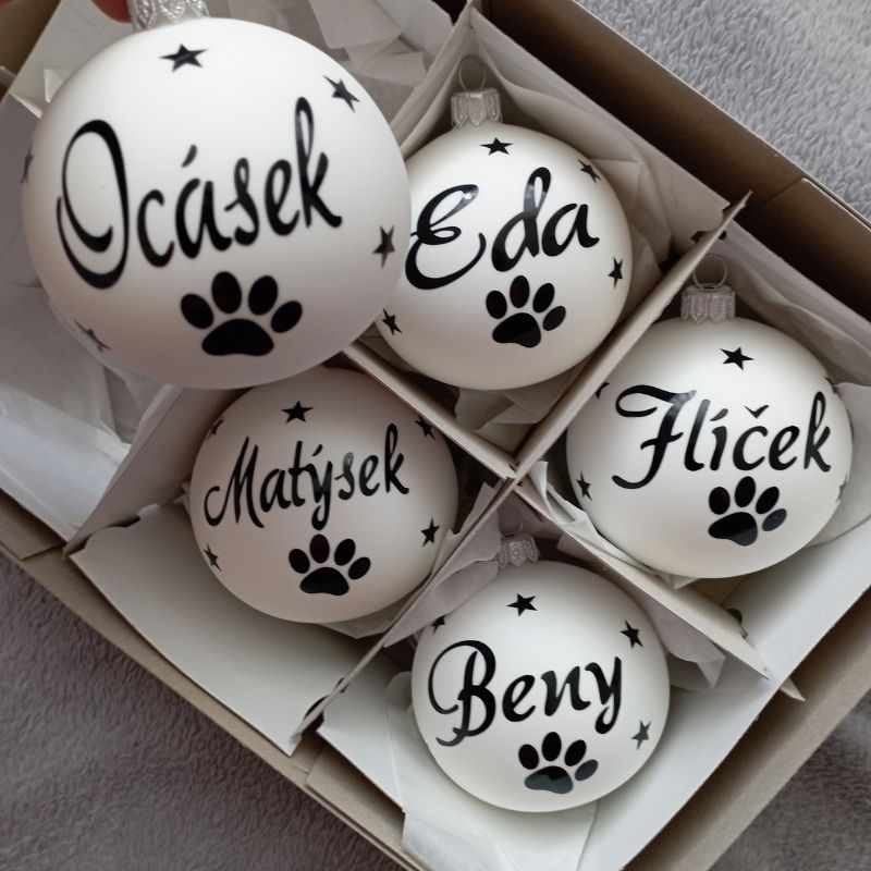 Personalizovaná vánoční ozdoba pro mazlíčky bílá 7cm