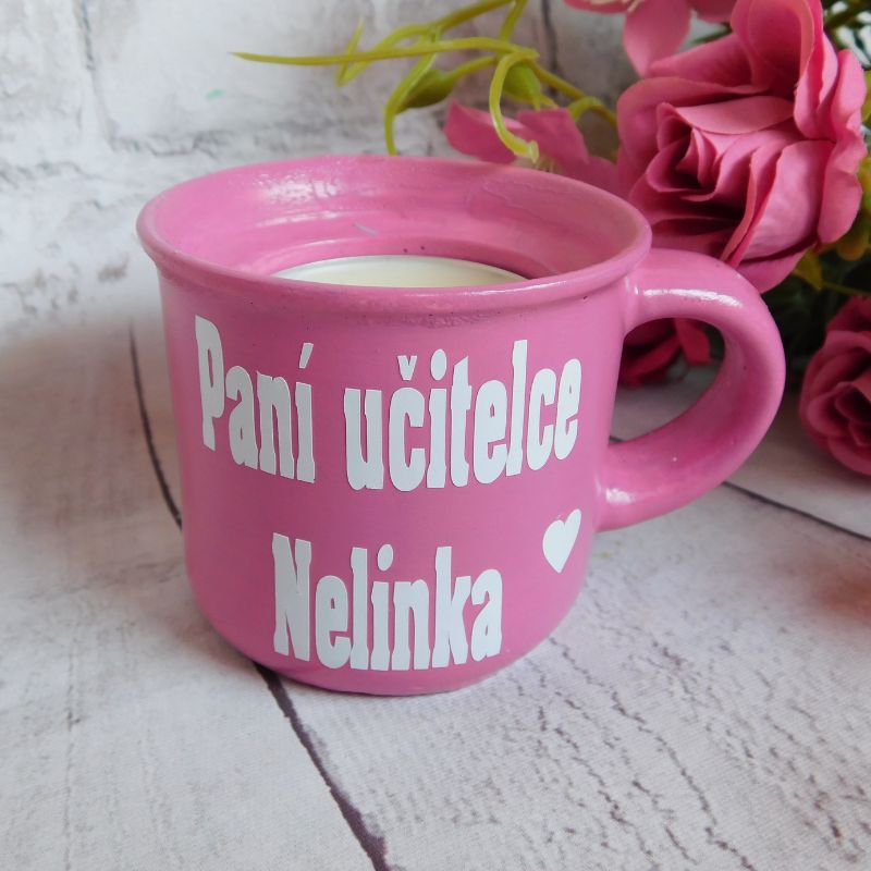 Svícen hrníček pro paní učitelku barvy na výběr