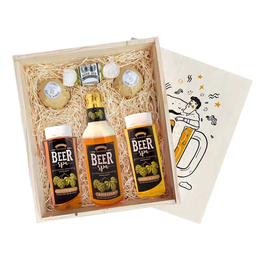 Bohemia Gifts Dárková dřevěná bedna pro pivaře XL – domácí pivní lázně