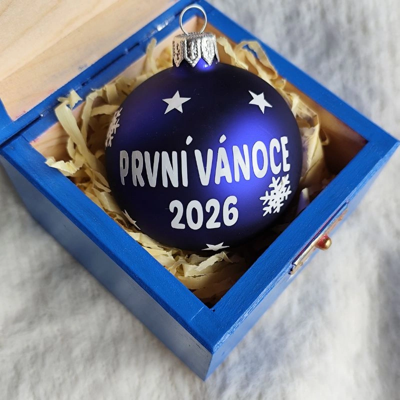 Vánoční baňka První Vánoce 2026 - modrá