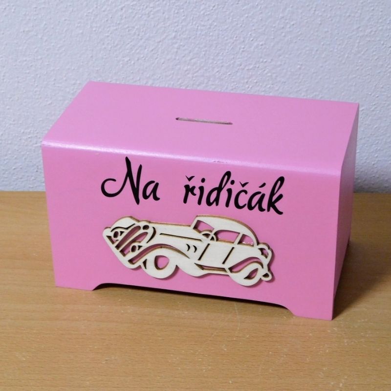 Dřevěná pokladnička Na řidičák
