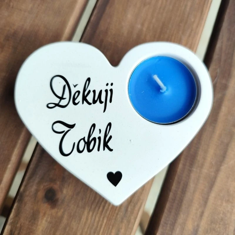 Svícen srdíčko Děkuji s věnováním