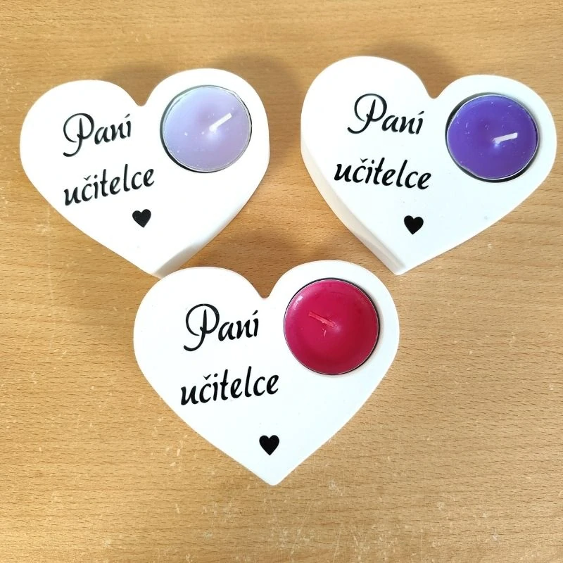 Svícen srdíčko Paní učitelce