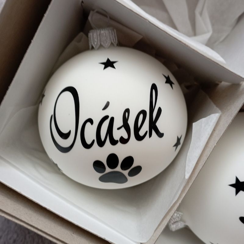 Personalizovaná vánoční ozdoba pro mazlíčky bílá 7cm