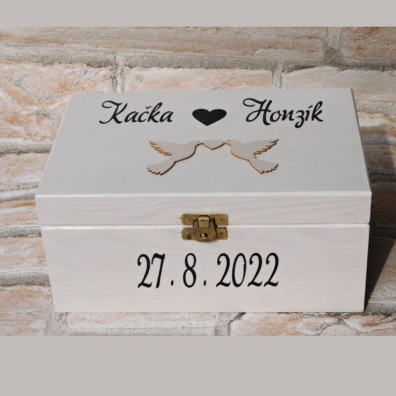 Dřevěná krabička dárková svatební