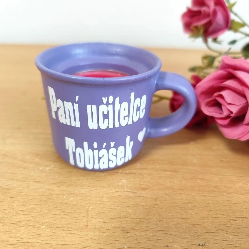 Svícen hrníček pro paní učitelku světle fialový