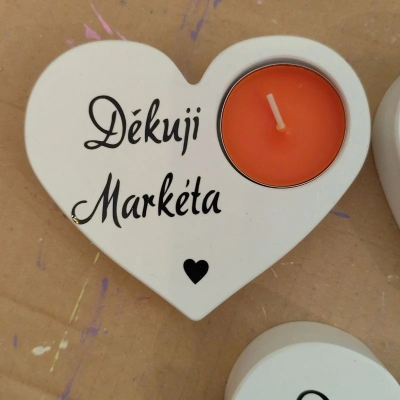 Svícen srdíčko Děkuji s věnováním