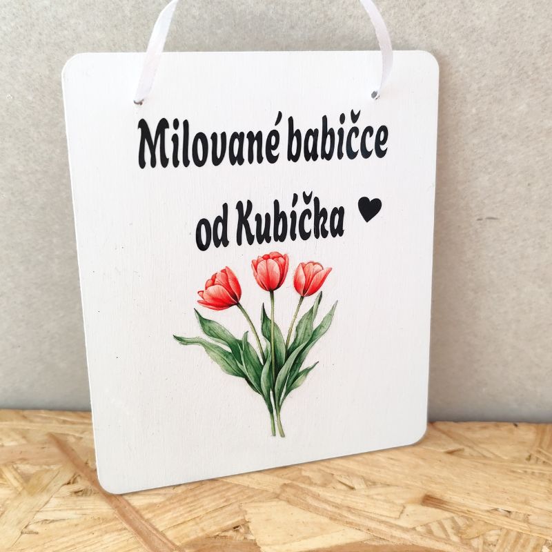 Dřevěná cedulka pro babičku s věnováním 13x11cm