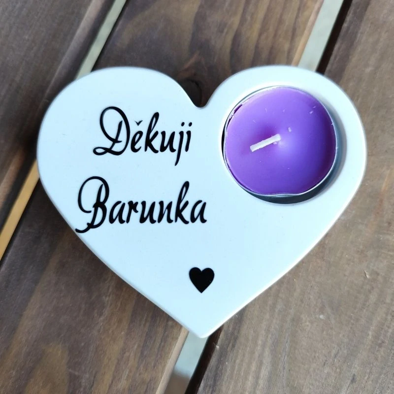Svícen srdíčko Děkuji s věnováním