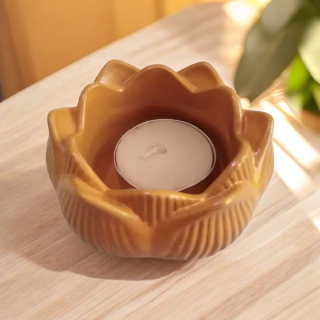 Svícen lotosový květ - hnědobéžový