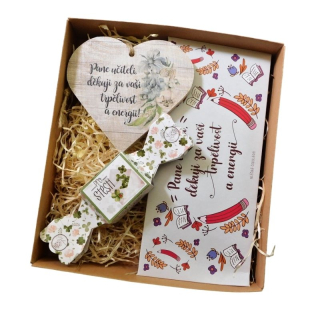 Dárkový balíček pro pana učitele - čokoláda, mýdlo, srdce