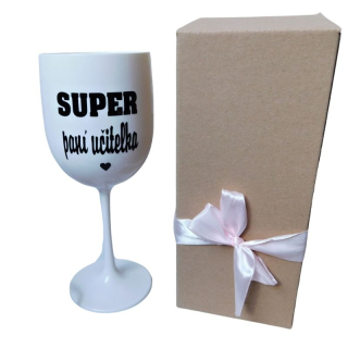 Sklenička Super paní učitelka - bílá