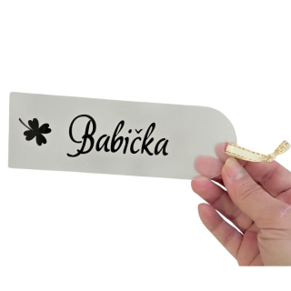 Akrylová záložka se jménem čtyřlístek