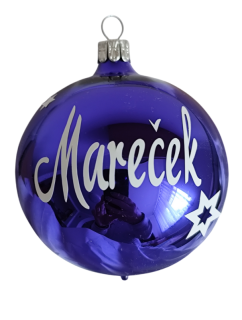 Skleněná vánoční ozdoba NA PŘÁNÍ - modrá lesk 8 cm