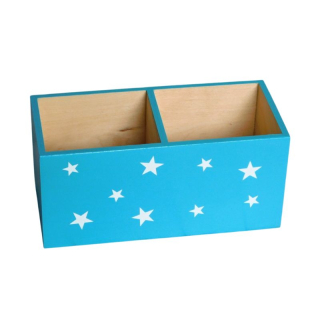 Dřevěný pastelkovník s hvězdičkami - tyrkys
