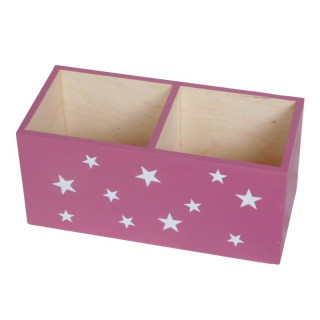 Stojan na tužky ze dřeva s hvězdičkami - fialovorůžový