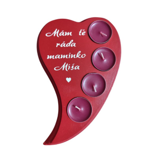 Dřevěný svícen pro maminku červený