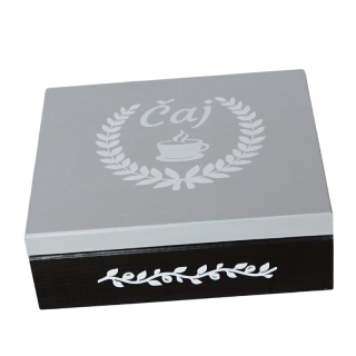 Bedýnka na čaj - 9 přihrádek černo-šedá