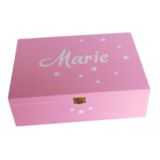 Personalizovaná dřevěná vzpomínková krabička růžová